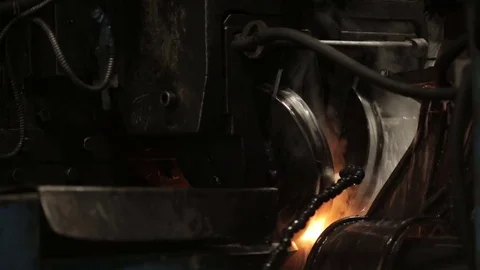 Process and technology of manufacturing of metal pipes. Industrial welding. Stock Footage 77264029