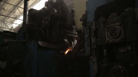 Process and technology of manufacturing of metal pipes. Stock Footage 77264097