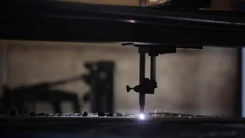 Process and technology of manufacturing of metal pipes. Laser cutting of metal Stock Footage 80205194