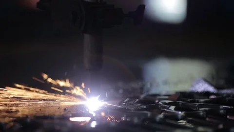 Process and technology of manufacturing of metal pipes. Laser cutting of metal Video stock 80205310