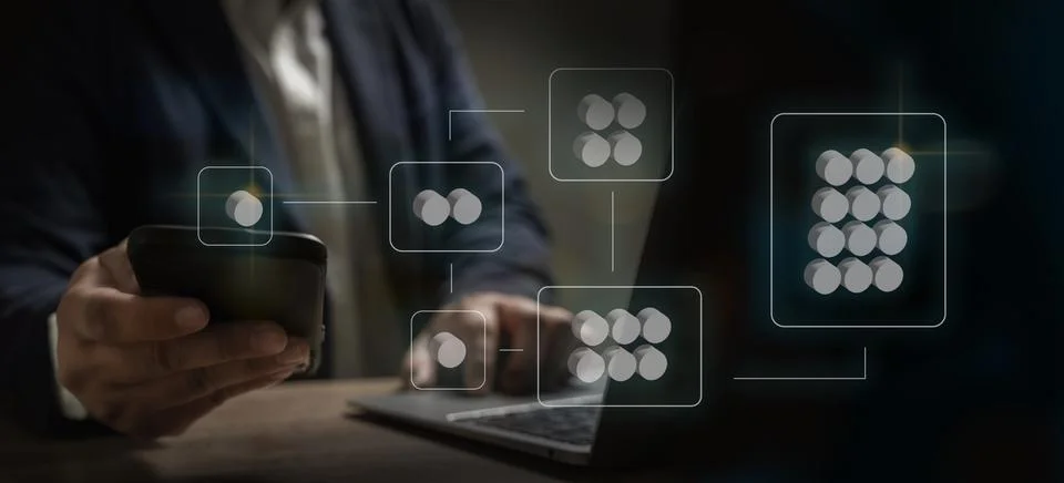 Process and workflow analysis for businessman process with flowchart qualit.. Stockfoto's