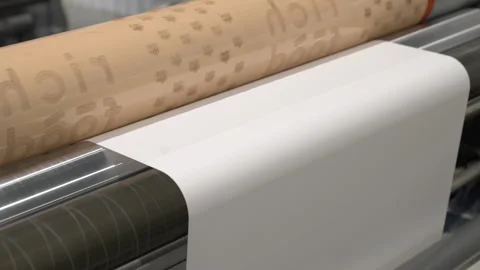 Process of applying image to flat cardboard material Stock Footage 295653318