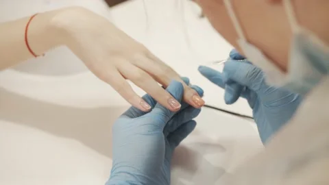 The process of applying nail Polish Stock Footage