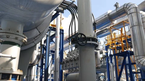 Process area of oil and refinery plant Stock Footage 68218759