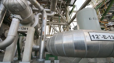 Process area with pipeline in the factory Stock Footage 45283873
