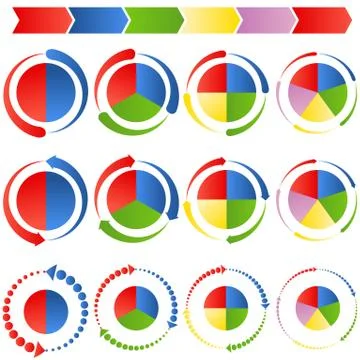 Process arrow pie charts Stock Illustration