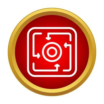 Process arrows aiming at central circular target icon Stock Illustration