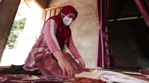 The Process of Artisans Making Ecoprint Batik Stock Footage 287305635