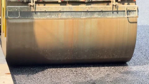 Process of asphalting, asphalt roller machine during construction and repairing Stock Footage 275611634