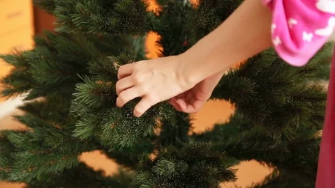 Process of assembling artificial christmas tree Stock Footage 83925889