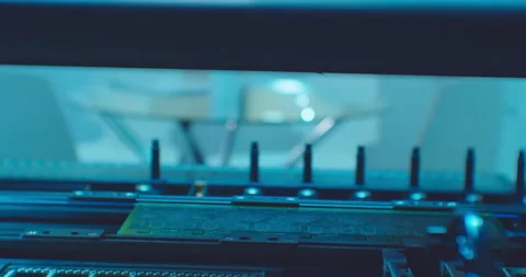 Process of assembling an electronic board with a special robotic cnc machine. Stock Footage 152667628