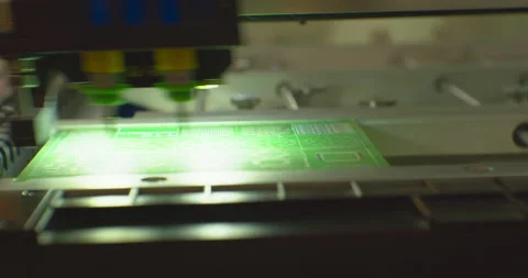 Process of assembling an electronic board with a special robotic cnc machine. Stock Footage 152706466