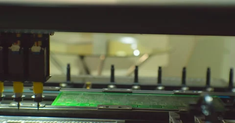 Process of assembling an electronic board with a special robotic cnc machine. Stock Footage 152709171