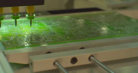 Process of assembling an electronic board with a special robotic cnc machine. Stock Footage 152772670