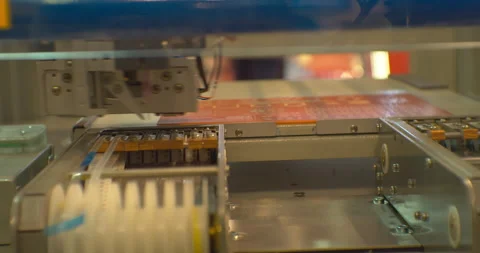 Process of assembling an electronic board with a special robotic cnc machine. Stock Footage 152774640