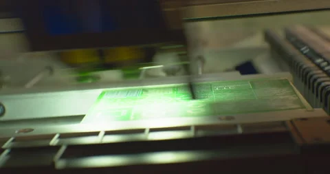 Process of assembling an electronic board with a special robotic cnc machine. Stock Footage 152781215