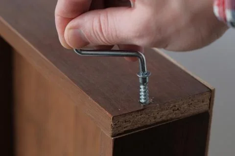 Process of assembling a furniture Foto stock