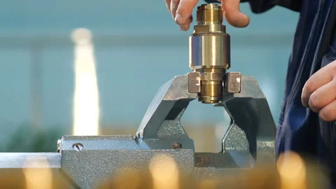 Process of assembly by male hands in industrial manufacruting factory Video stock 120064482