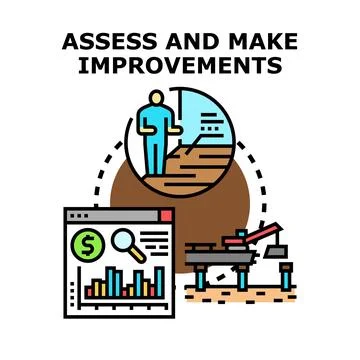 Process for assessing data and driving improvements Stock Illustration