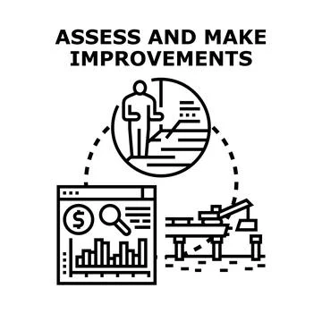 Process for assessing data and driving improvements Stock Illustration