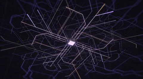 Process of automatically signal transmission on black background. Animation. The Illustrazione stock