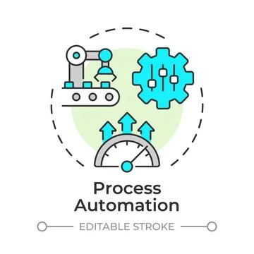 Process automation flat linear concept icon Stock Illustration