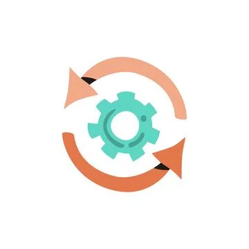 Process Automation Gear with Circular Arrows Flat Icon Ilustración de archivo