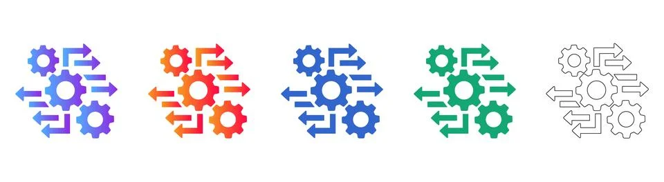 Process Automation Gear Icon Set Stock Illustration