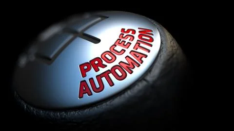 Process Automation on Gear Stick with Red Text 库存插图
