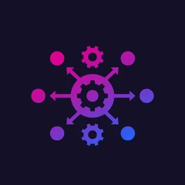 Process automation icon with gears, vector Stock Illustration
