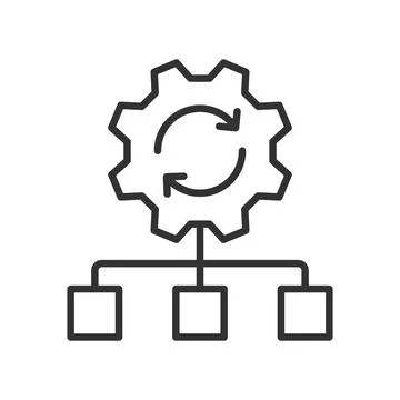 Process automation icon in line design. process, automation, gear, system Stock-Illustration