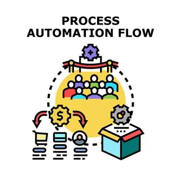 Process automation integrating customers and data flow 스톡 일러스트