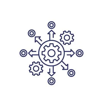 Process automation, operations line icon Illustrazione stock