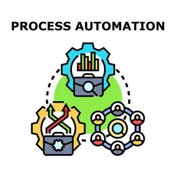 Process automation optimizing business workflow and management 스톡 일러스트
