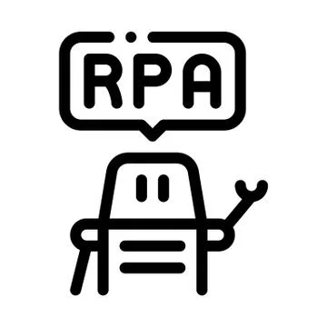 Process automation robot icon vector outline illustration Illustrazione stock