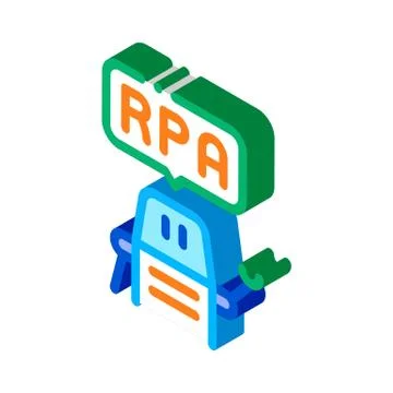 Process automation robot isometric icon vector illustration 스톡 일러스트