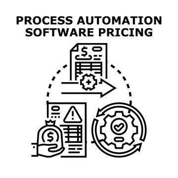 Process automation software pricing and cost management concept Stock Illustration