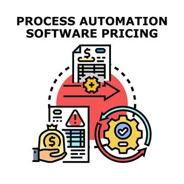 Process automation software pricing and cost management concept Stock Illustration