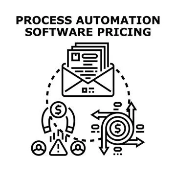 Process automation software pricing strategy concept Stock Illustration