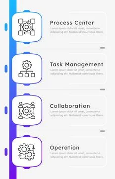 Process automation tools blue gradient infographic 4 steps Stockillustratie