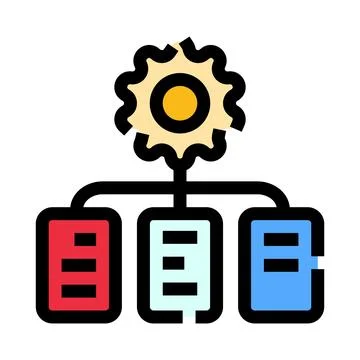 Process automation workflow with data management system Ilustración de archivo