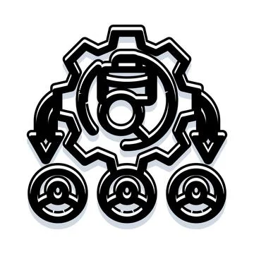 Process automation workflow with multiple output stages Illustrazione stock