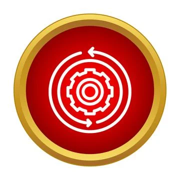 Process automation workflow with rotating gear icon Иллюстрация