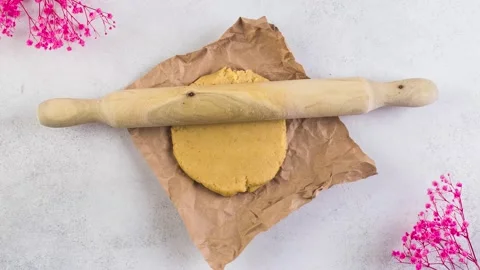 Process of baking cookies-hearts on pink background stop motion Stock Footage 172006077