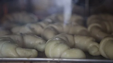The process of baking croissants in the oven. time-lapse Stock Footage 124272766
