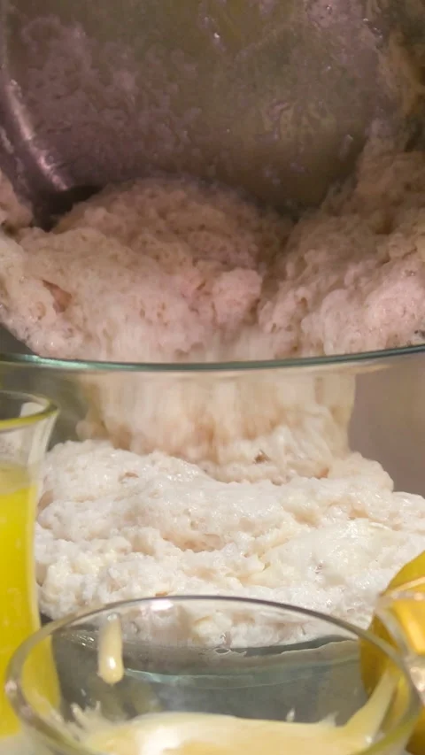 Process of baking Easter bread with raisins soaked in cognac. homemade holiday Stock Footage 346186340