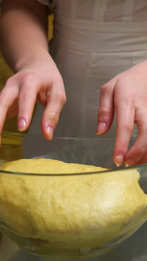 Process of baking Easter bread with raisins soaked in cognac. homemade holiday Stock Footage 346186778
