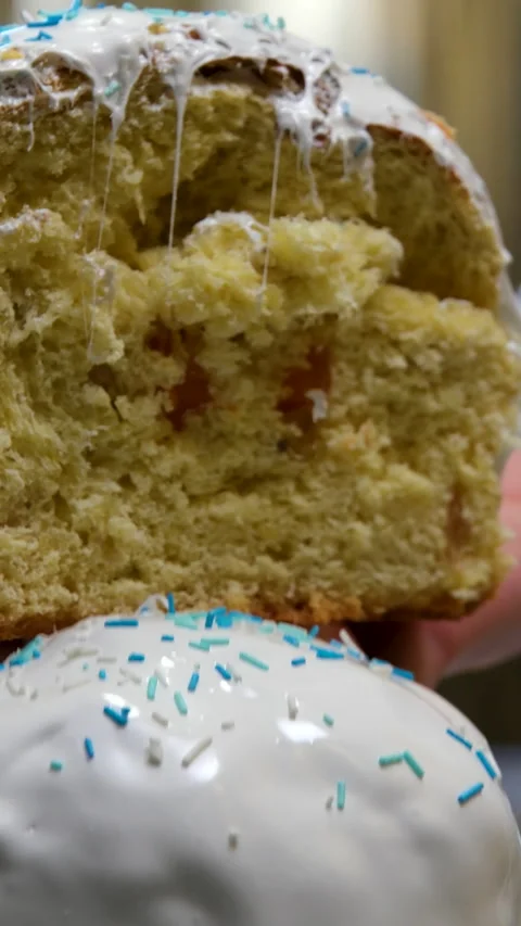 Process of baking Easter bread with raisins soaked in cognac. homemade holiday Stock Footage 346188264