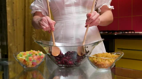 Process of baking Easter bread with raisins soaked in cognac. homemade holiday Stock Footage 346189751