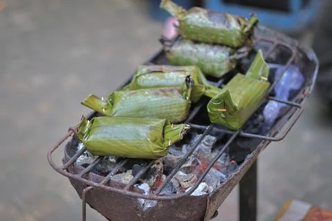Process Baking Gogos on the grill Stock Photos